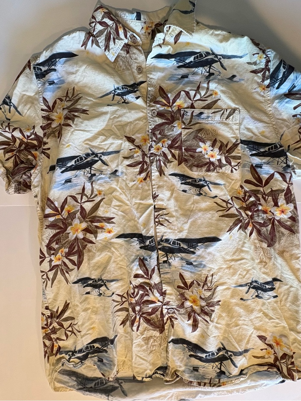 Oliver & Burke Short Sleeve Hawaiian Camp Shirt Aloha Aviation Tropical Beach